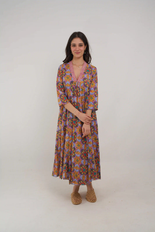 PALM KOLLU ELBİSE D25-88B