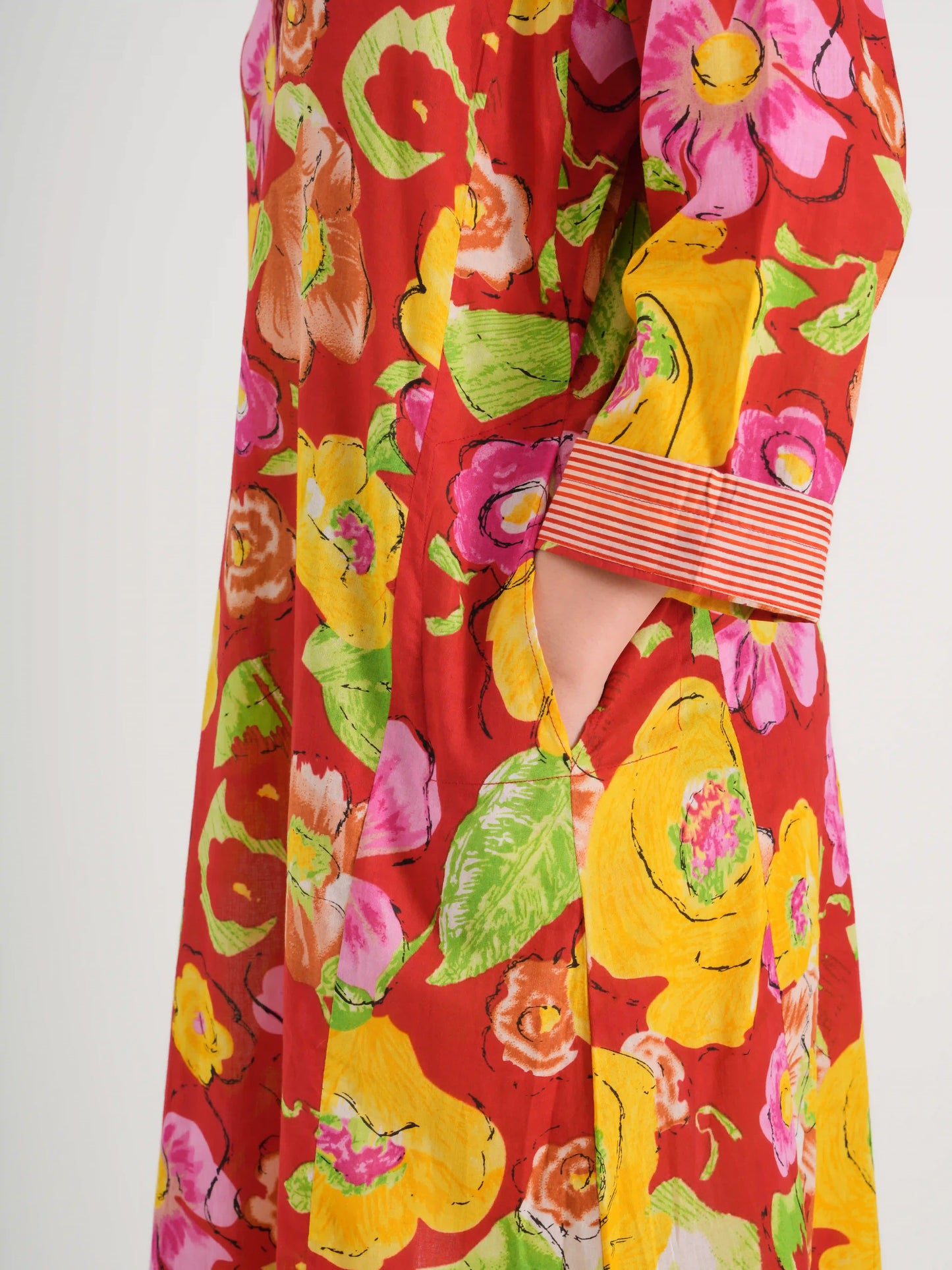 DESENLİ KAFTAN ELBİSE KOYU KIRMIZI D18-04B