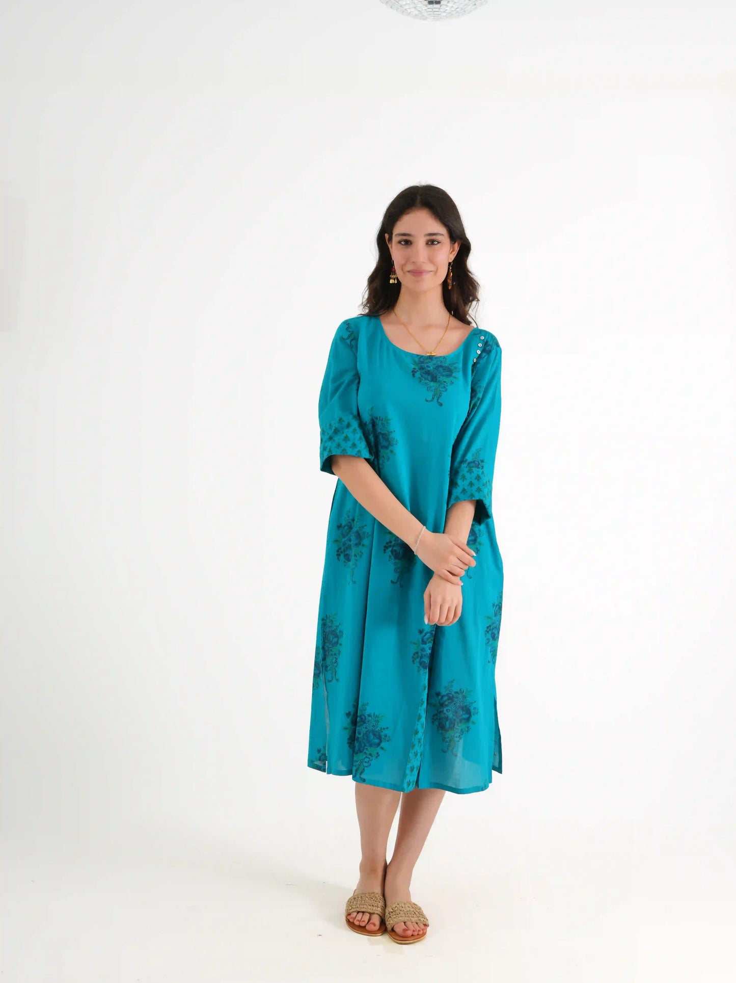 LINA ELBİSE TURKUAZ D23-10C