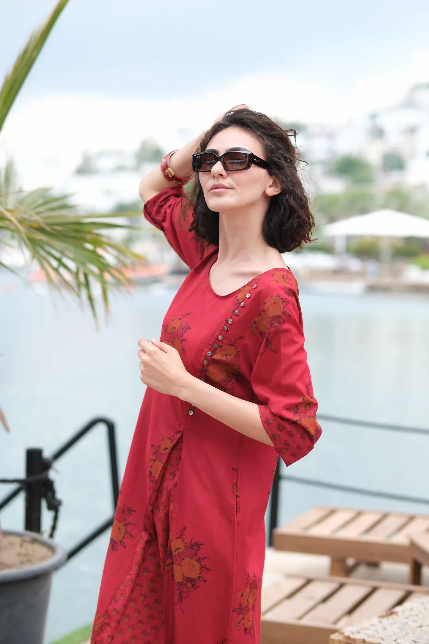 LINA ELBİSE BORDO D23-10B