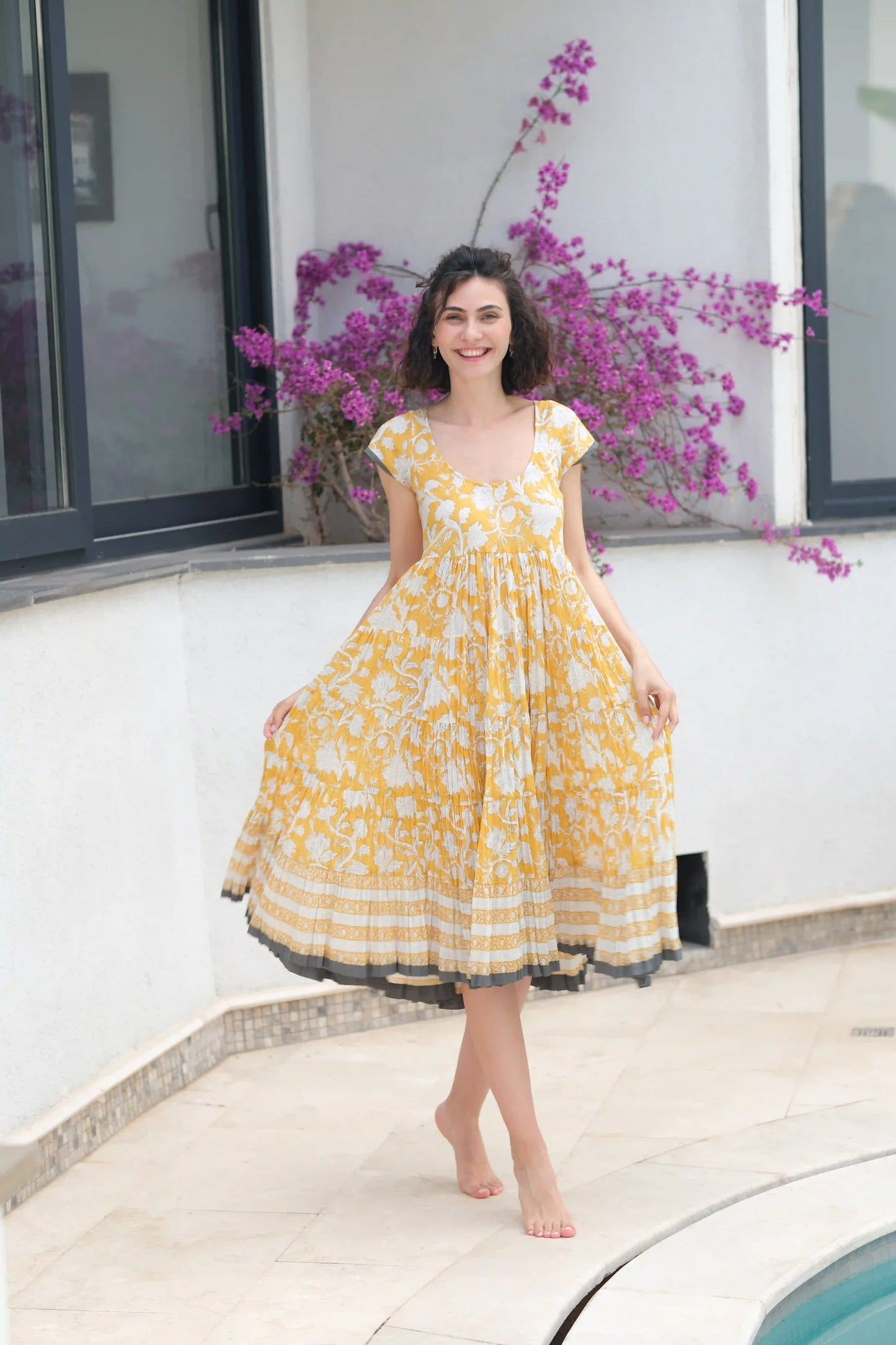JALEBI ELBİSE SARI D23-20A