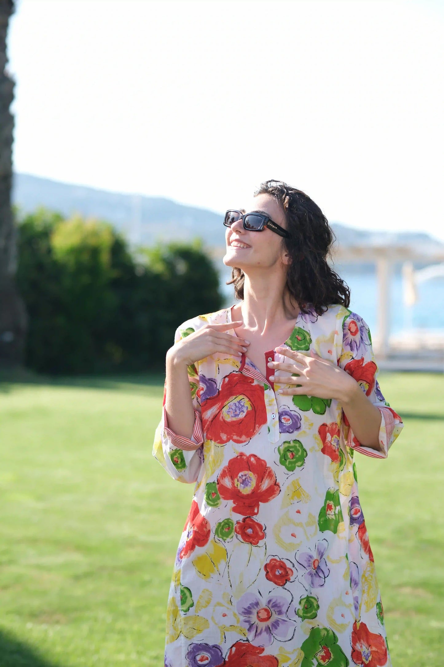 KAFTAN ELBISE ÇİÇEKLİ UZUN D18-04A