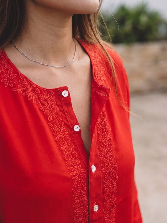 İPEK KURTA KIRMIZI TUNİK ELBİSE 26-91A