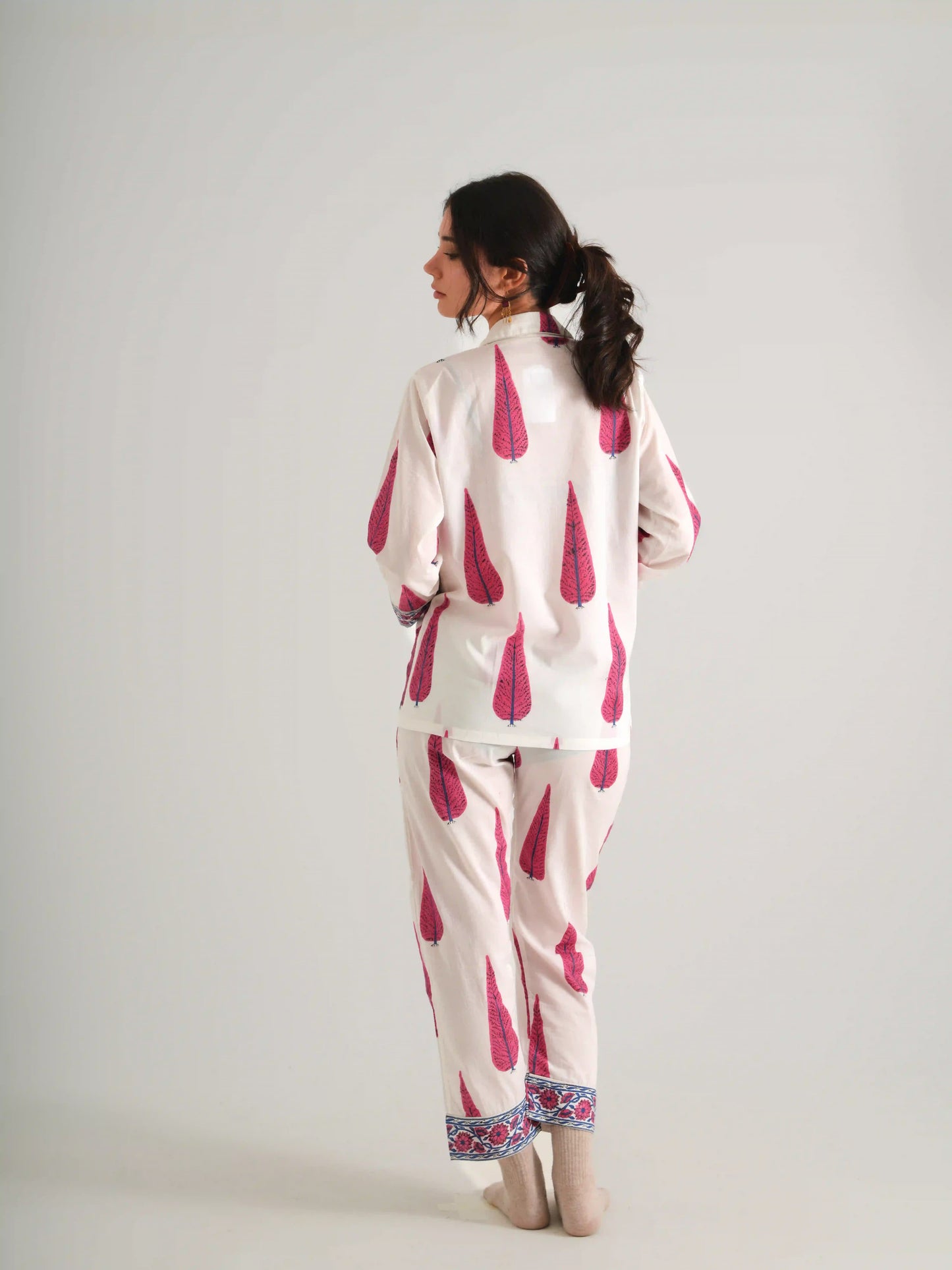 KISHAN PİJAMA SET PEMBE AĞAÇLI KISHA23-01