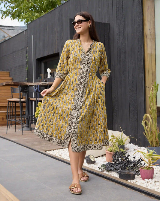 RANGOLI ELBİSE HARDAL 24ARV-06