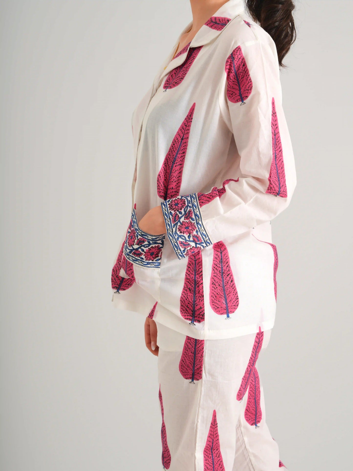KISHAN PİJAMA SET PEMBE AĞAÇLI KISHA23-01