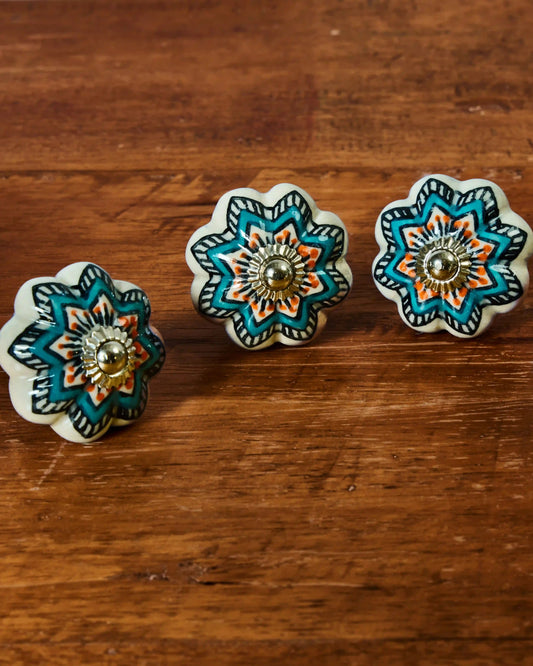 4'LÜ MAVİ DESENLİ 5X5 CM EL BOYAMA KNB-03