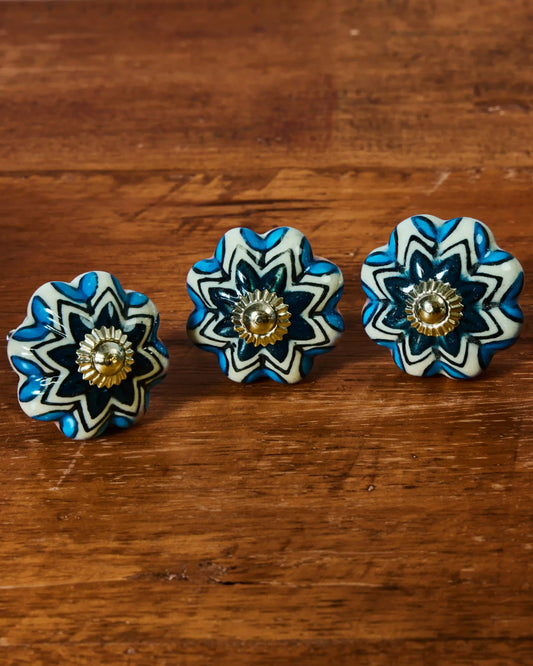 4'LÜ MAVİ DESENLİ 5X5 EL BOYAMA KNB-07