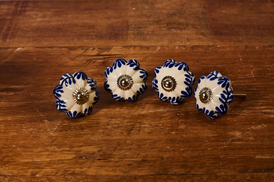 4'LÜ DESENLİ MAVİ EL BOYAMA KNB-40