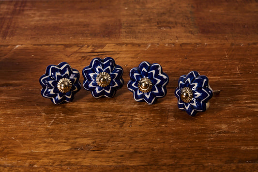 4'LÜ LACİVERT 5X5 CM EL BOYAMA KNB-45