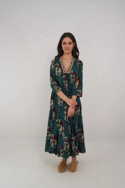 PALM KOLLU ELBİSE D25-88C