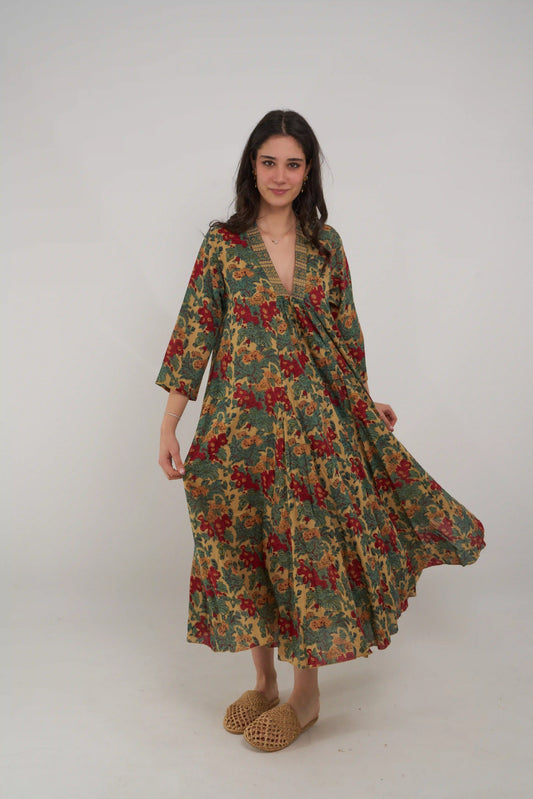 PALM KOLLU ELBİSE D25-88A