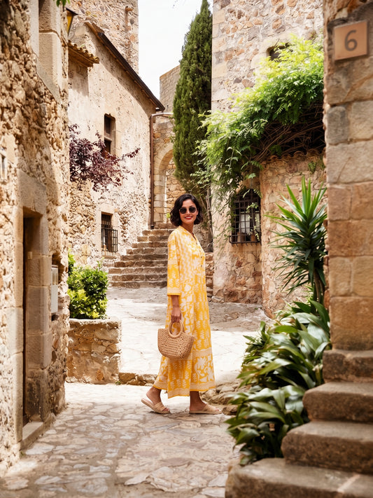 İPEKÇE KAFTAN SARI D23-27E