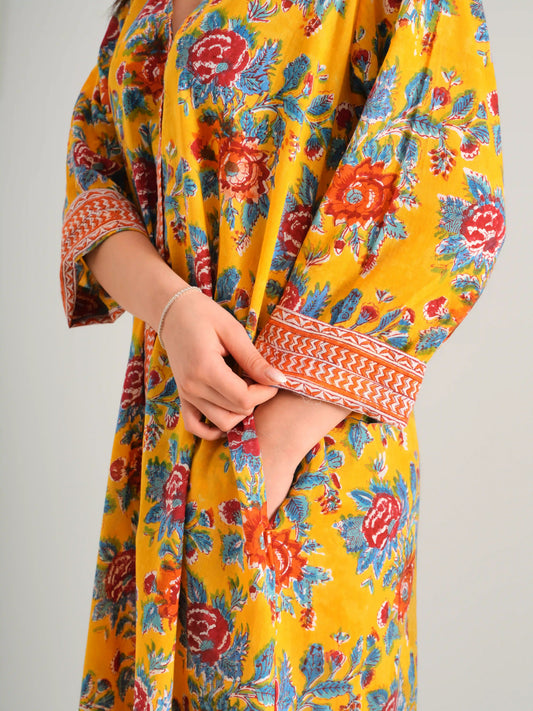 BETTY ELBİSE SARI ÇİÇEKLİ D22-59A