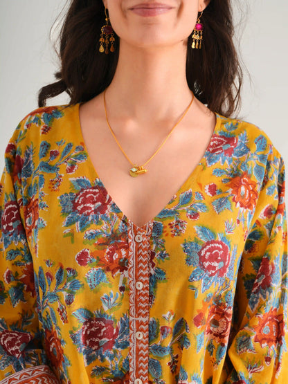 BETTY ELBİSE SARI ÇİÇEKLİ D22-59A