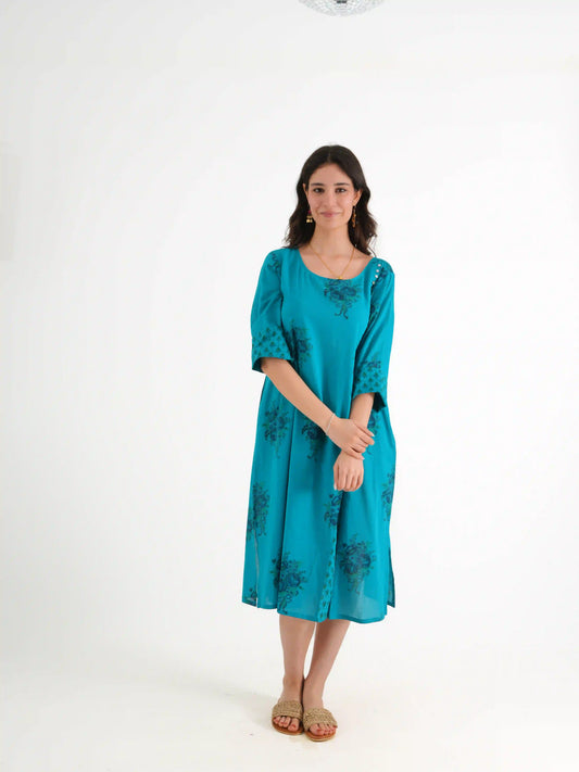 LINA ELBİSE TURKUAZ D23-10C