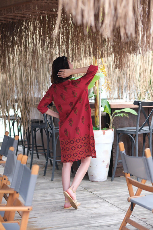 RUBY ELBİSE BORDO D23-05G