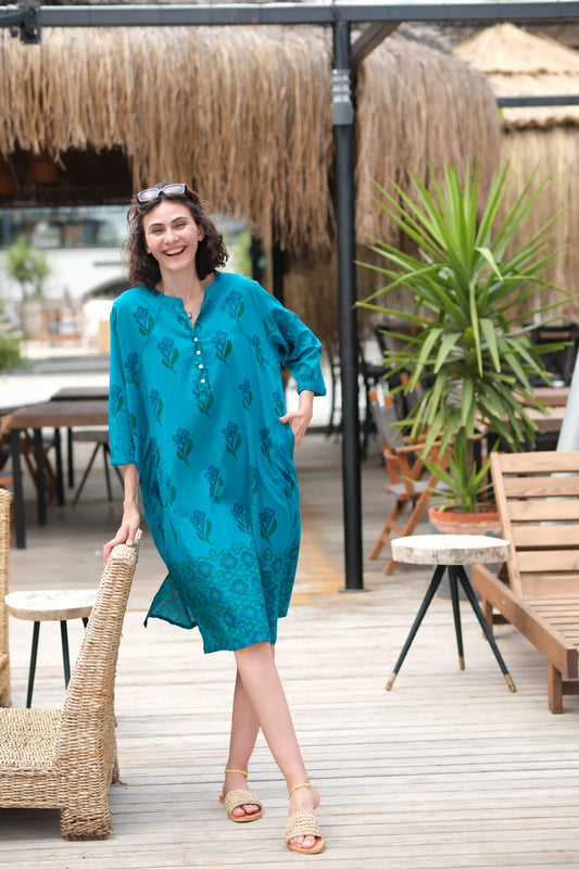 RUBY ELBİSE TURKUAZ D23-05H