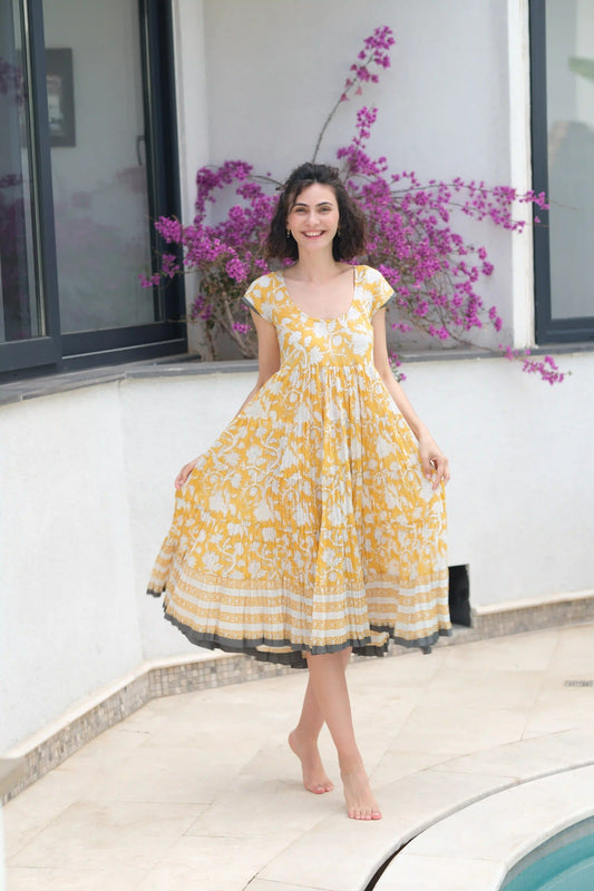 JALEBI ELBİSE SARI D23-20A