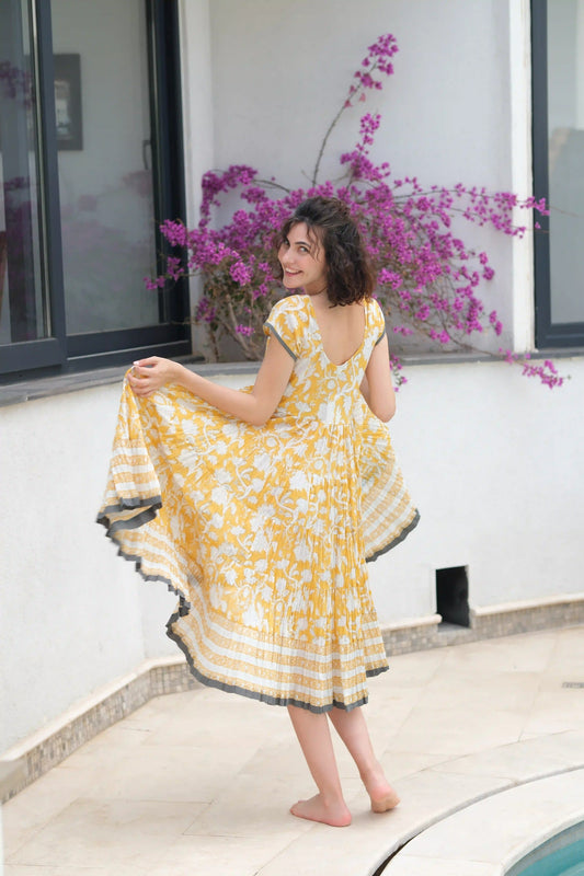JALEBI ELBİSE SARI D23-20A