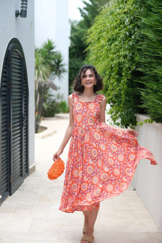 ISABEL ELBİSE TURUNCU D23-12B