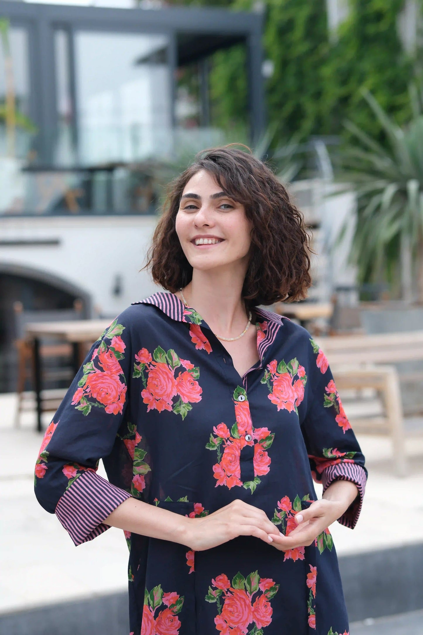 CHIDO GÖMLEK ELBISE LACİVERT NM23-04D