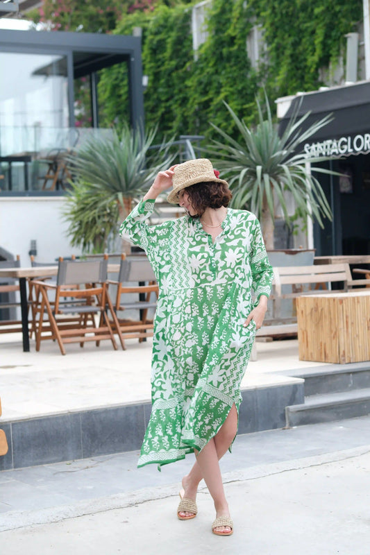 İPEKÇE KAFTAN YEŞİL D23-27D