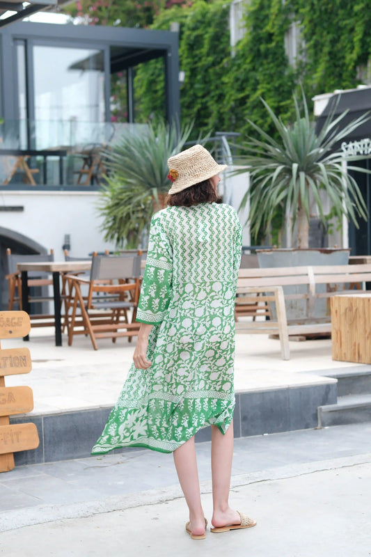 İPEKÇE KAFTAN YEŞİL D23-27D