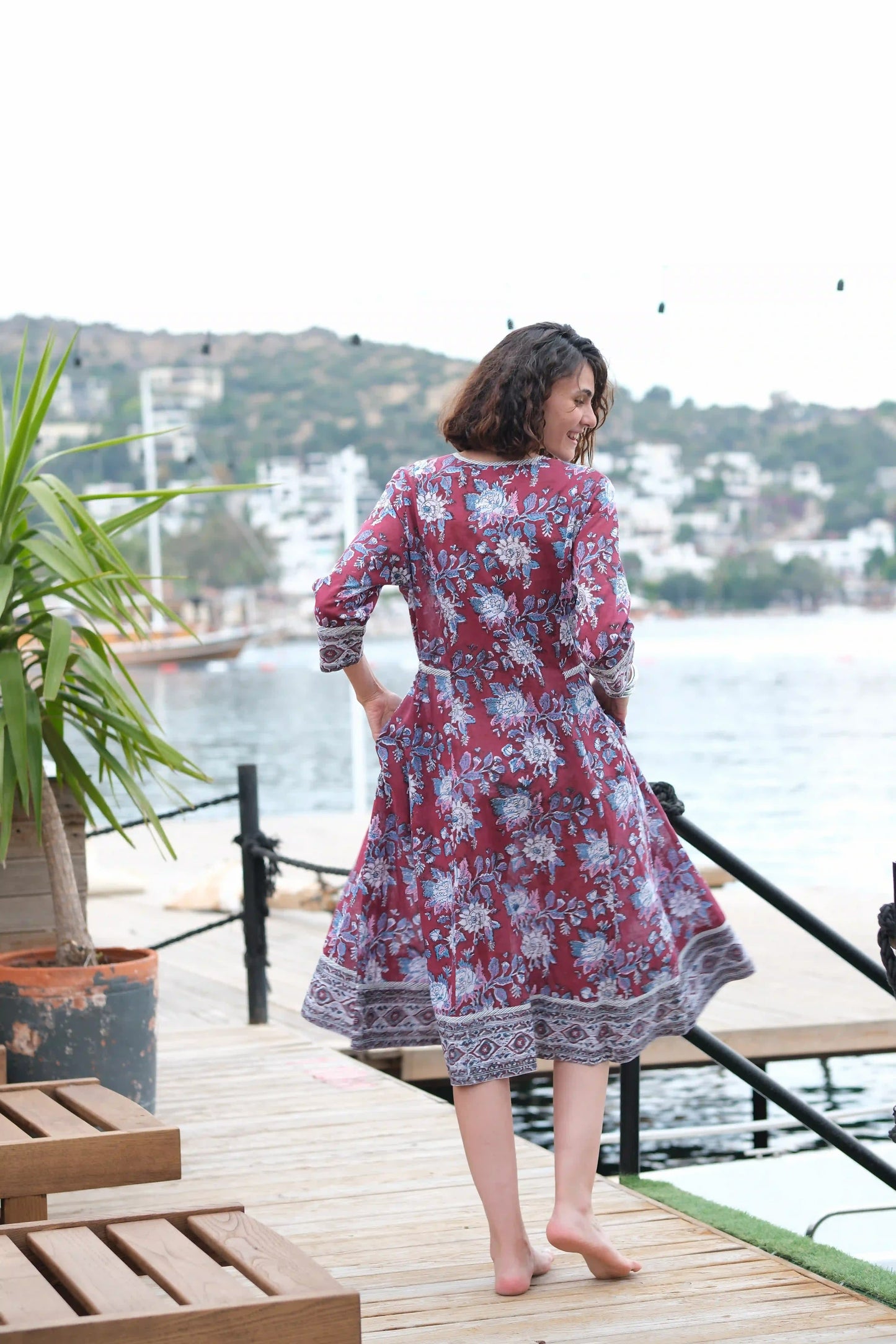 VISHNU ELBİSE BORDO D23-13C