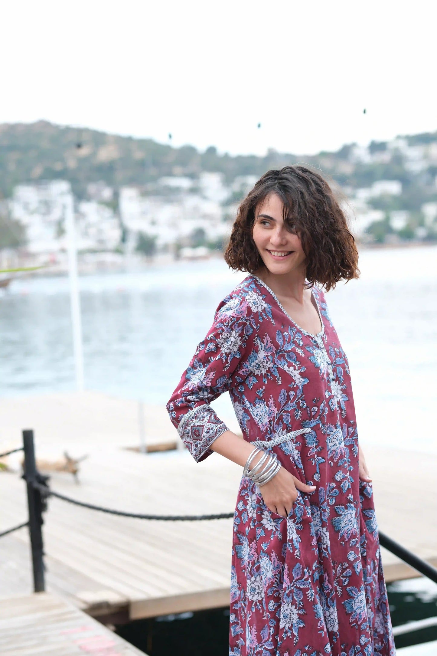 VISHNU ELBİSE BORDO D23-13C