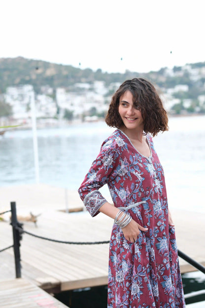 VISHNU ELBİSE BORDO D23-13C