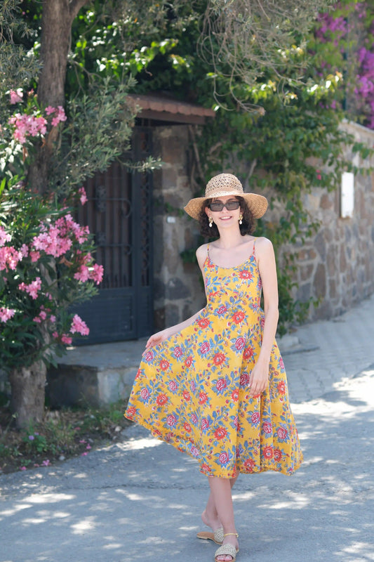 ROZITA ELBİSE SARI D22-52B