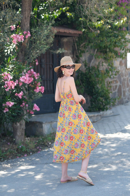 ROZITA ELBİSE SARI D22-52B