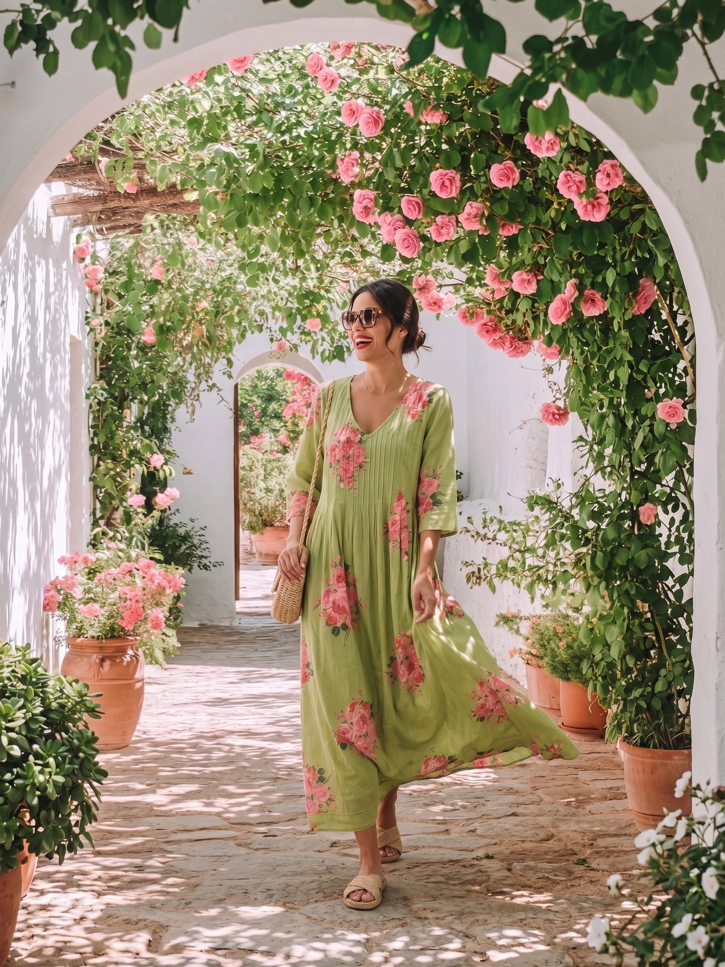 JOLIE DRESS WITH SLEEVES GREEN ARV24-01A