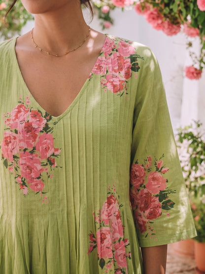 JOLIE DRESS WITH SLEEVES GREEN ARV24-01A