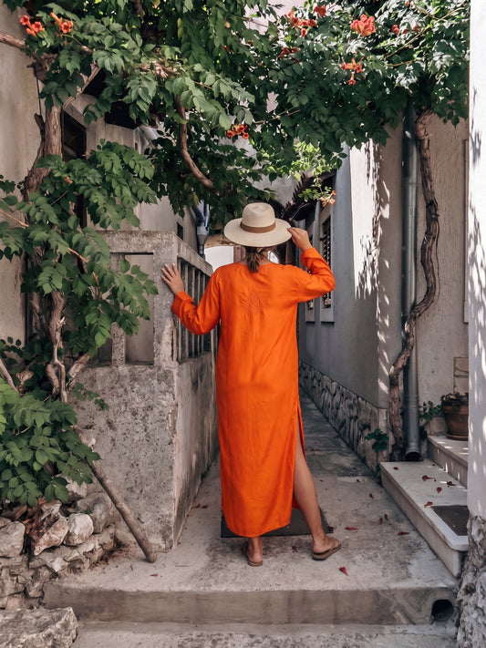 İPEK KURTA TURUNCU TUNİK ELBİSE 26-91B