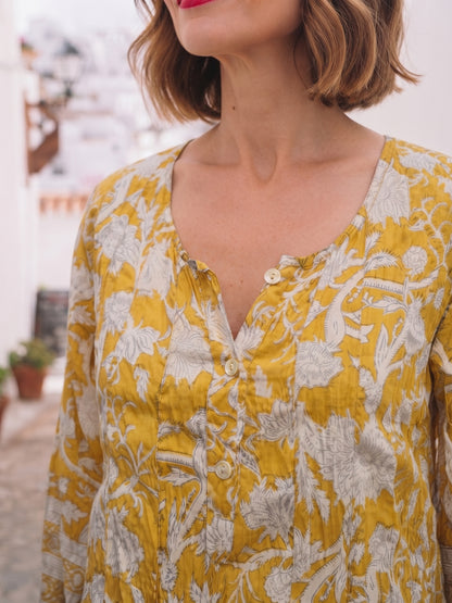 MEVLANA DRESS WITH BUTTONS YELLOW D23-25A
