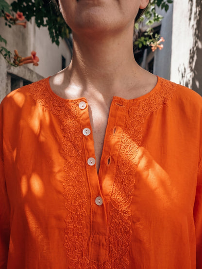 İPEK KURTA TURUNCU TUNİK ELBİSE 26-91B