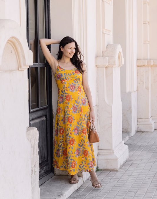 ROZITA ELBİSE SARI D22-52B