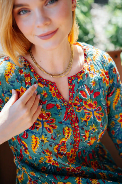 VIOLA ELBİSE MAVİ YEŞİL JAY25-19