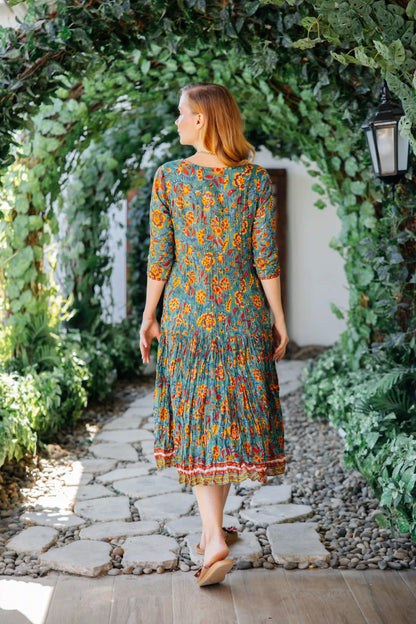 VIOLA ELBİSE MAVİ YEŞİL JAY25-19