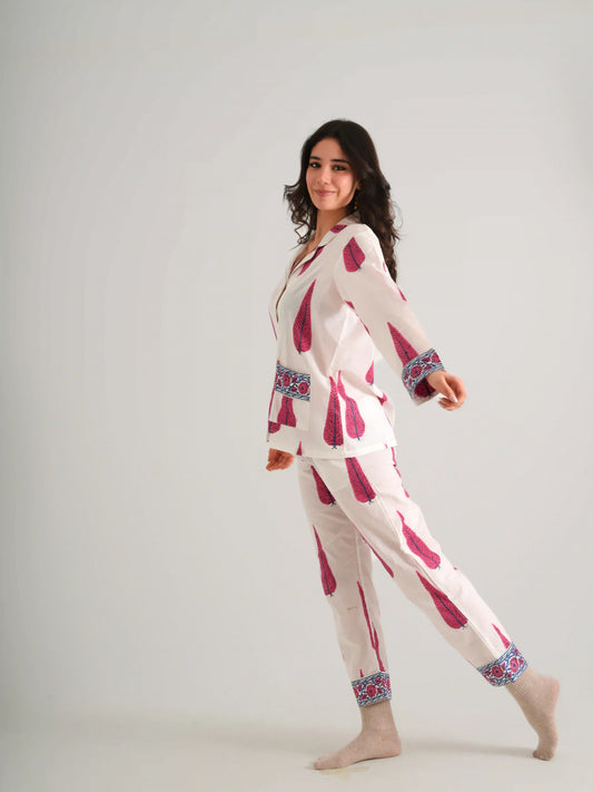 KISHAN PİJAMA SET PEMBE AĞAÇLI KISHA23-01