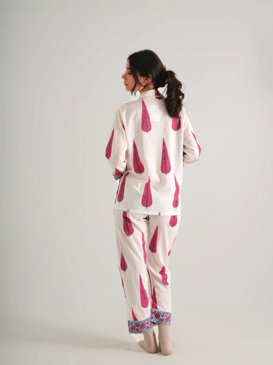 KISHAN PİJAMA SET PEMBE AĞAÇLI KISHA23-01