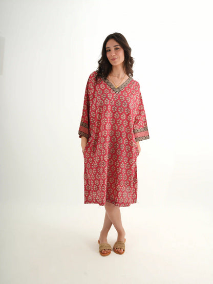 STANDART ELBİSE PEMBE KREM ÇİÇEKLİ JAY25-30I