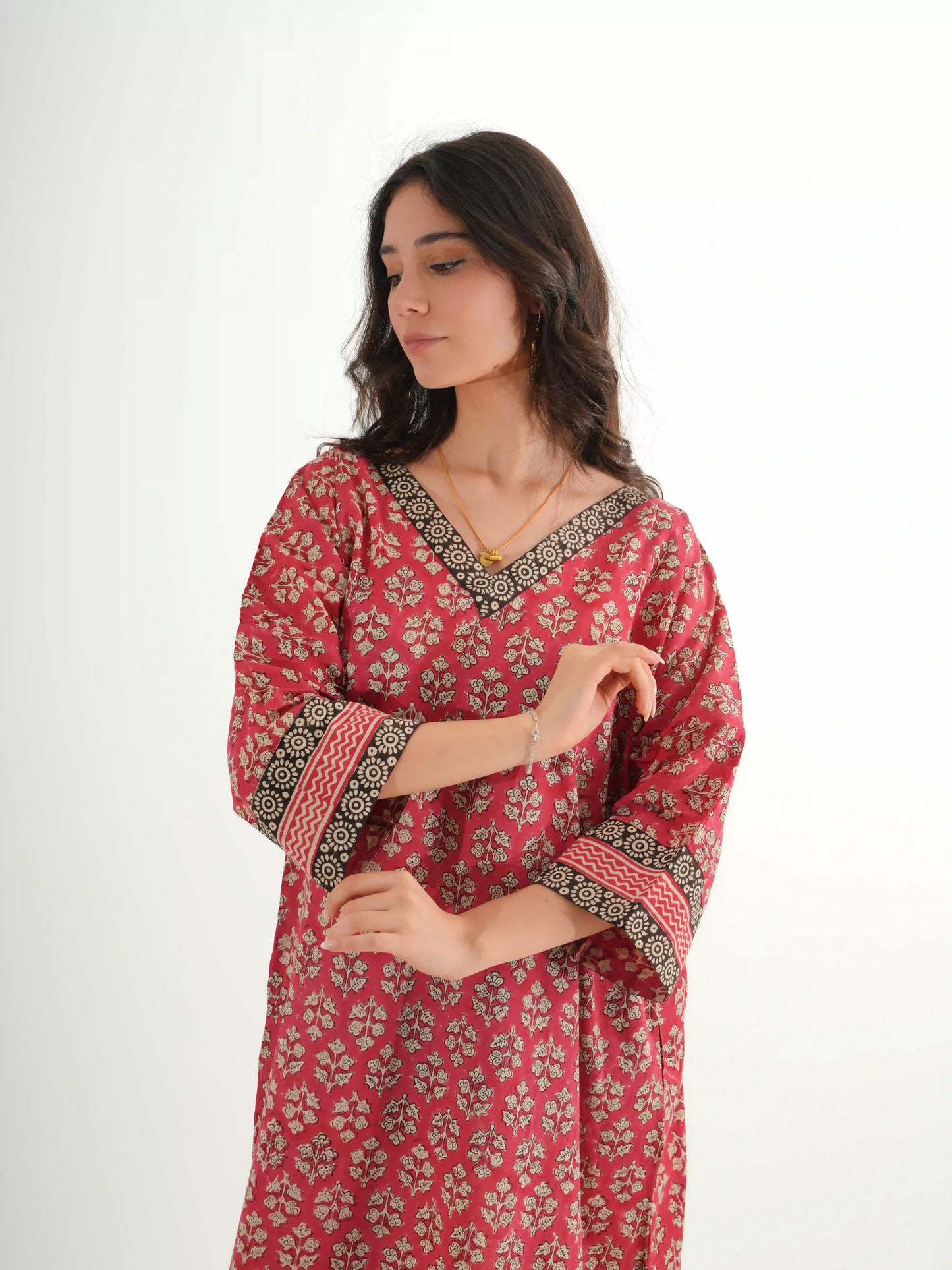 STANDART ELBİSE PEMBE KREM ÇİÇEKLİ JAY25-30I