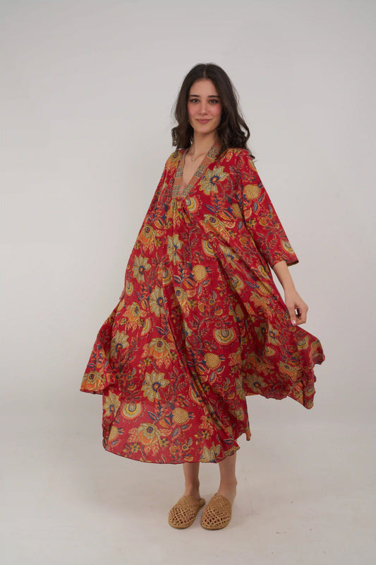 PALM KOLLU ELBİSE D25-88F