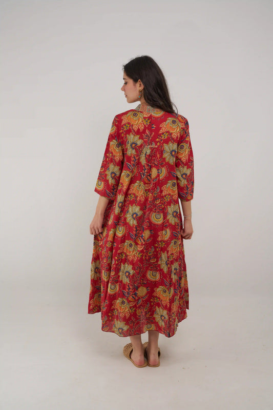 PALM KOLLU ELBİSE D25-88F